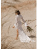Long Bell Sleeves Ivory Lace Slit Stunning Wedding Dress Long Bell Sleeves Ivory Lace Slit Stunning Wedding Dress